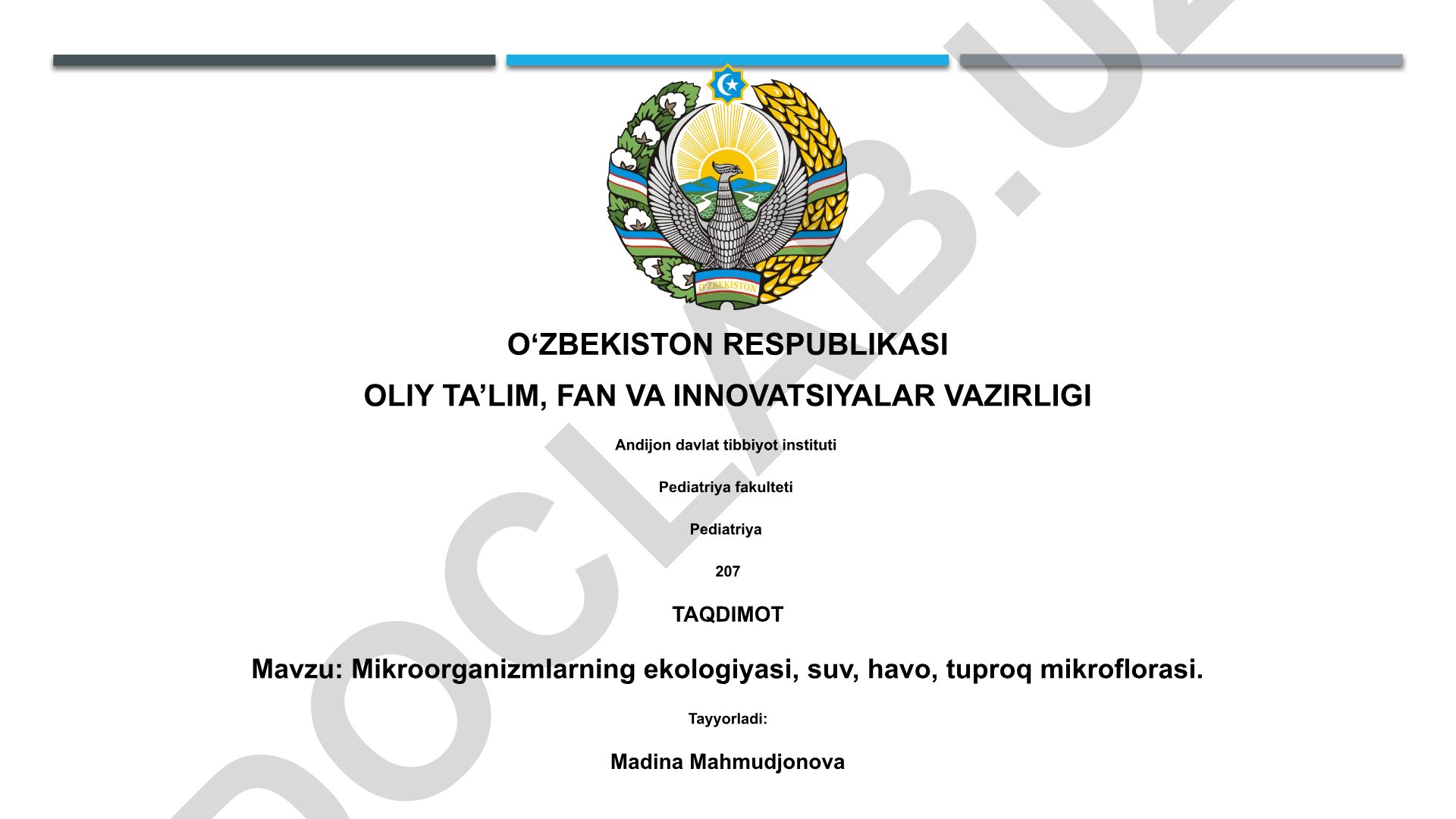 Mikroorganizmlarning ekologiyasi, suv, havo, tuproq mikroflorasi