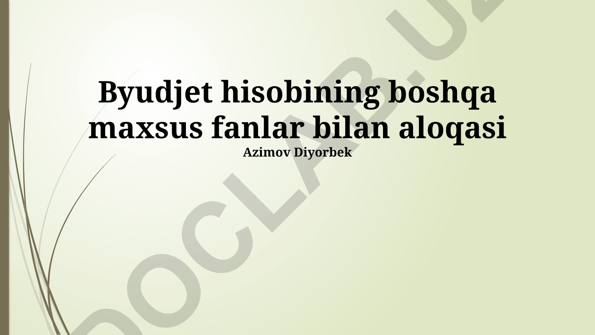 Byudjet hisobining boshqa maxsus fanlar bilan aloqasi