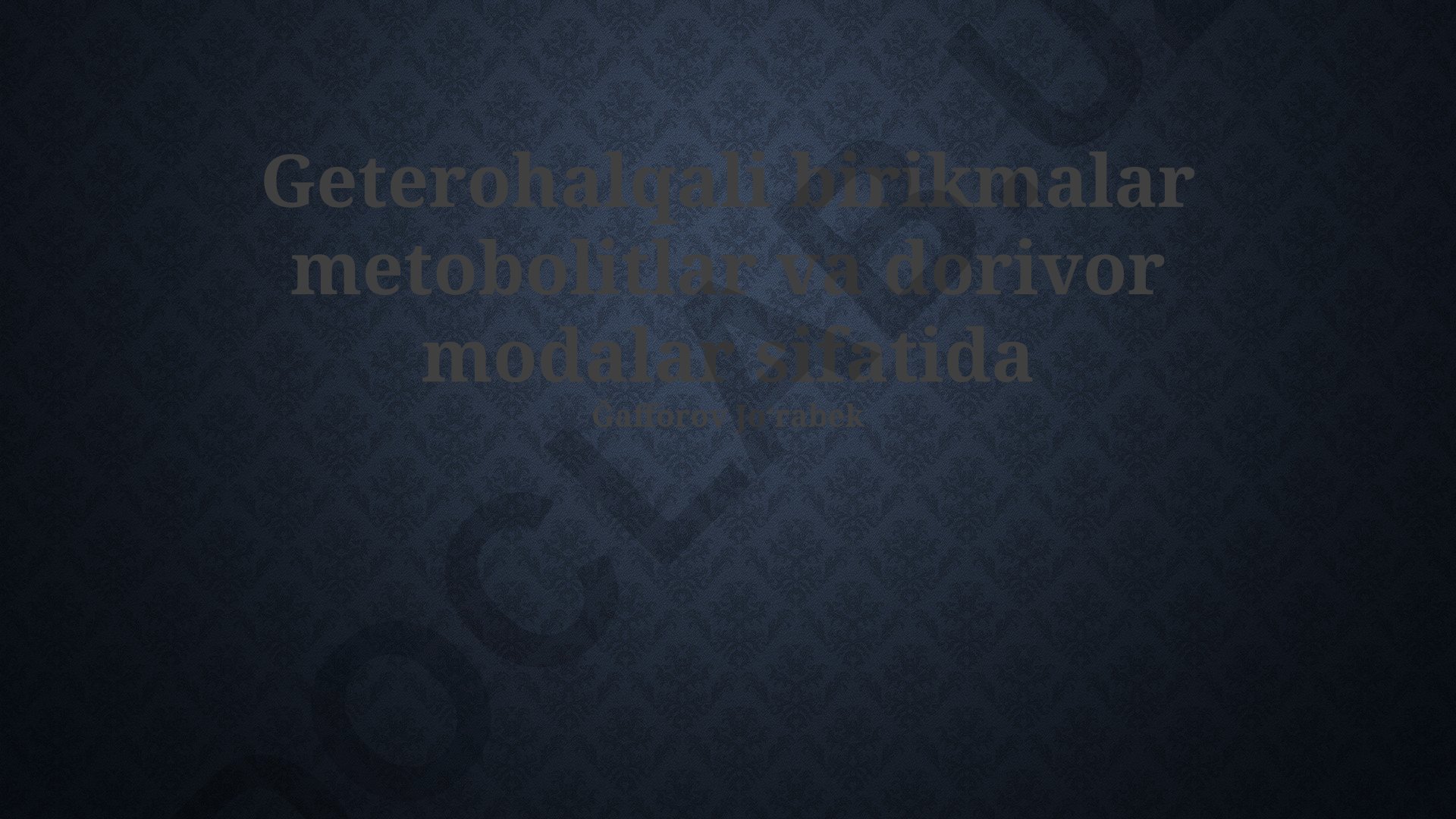 Geterotsiklik birikmalar metabolizm va dorivor moddalar sifatida