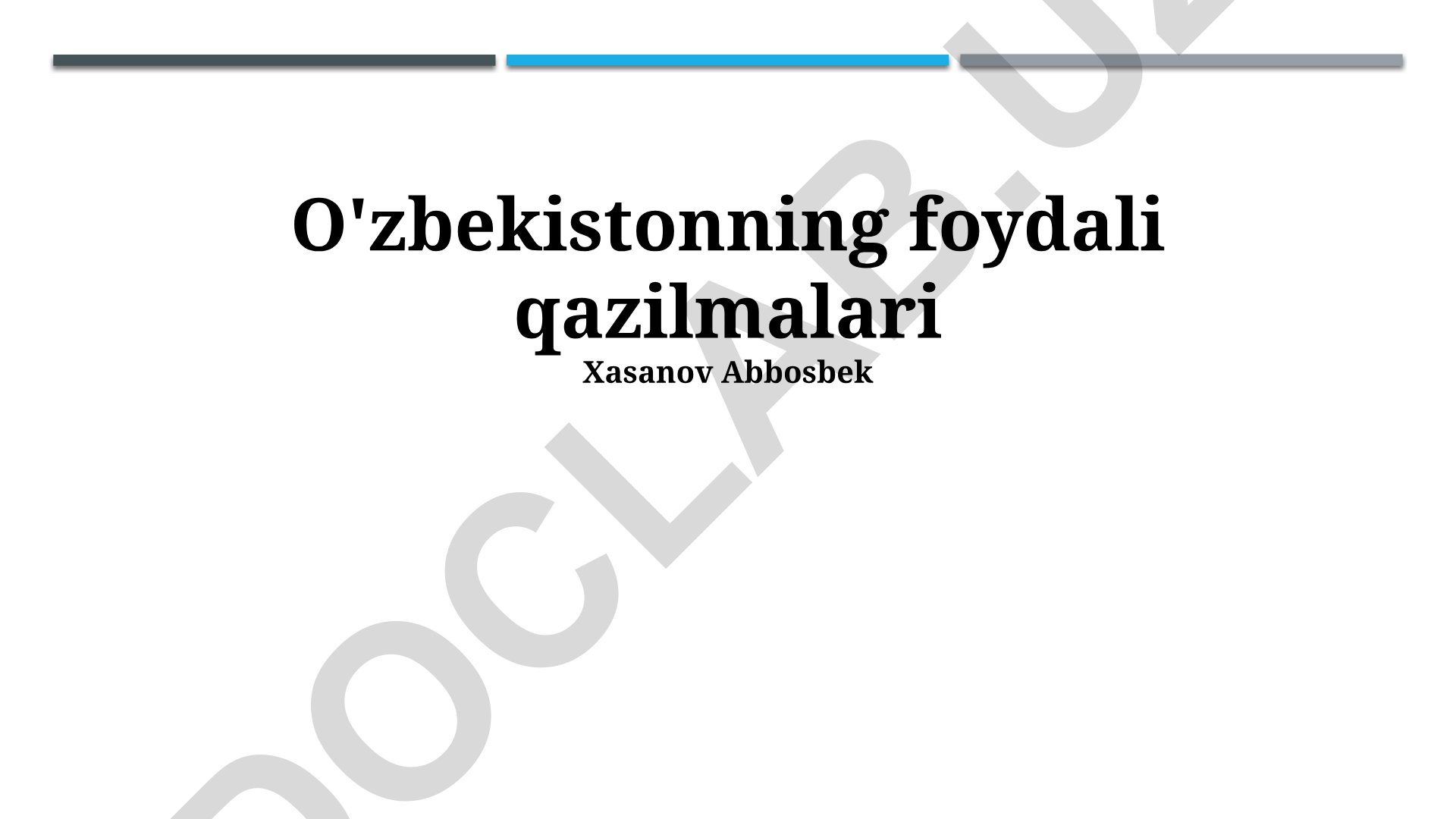 O'zbekistonning foydali qazilmalari va mineral resurslari