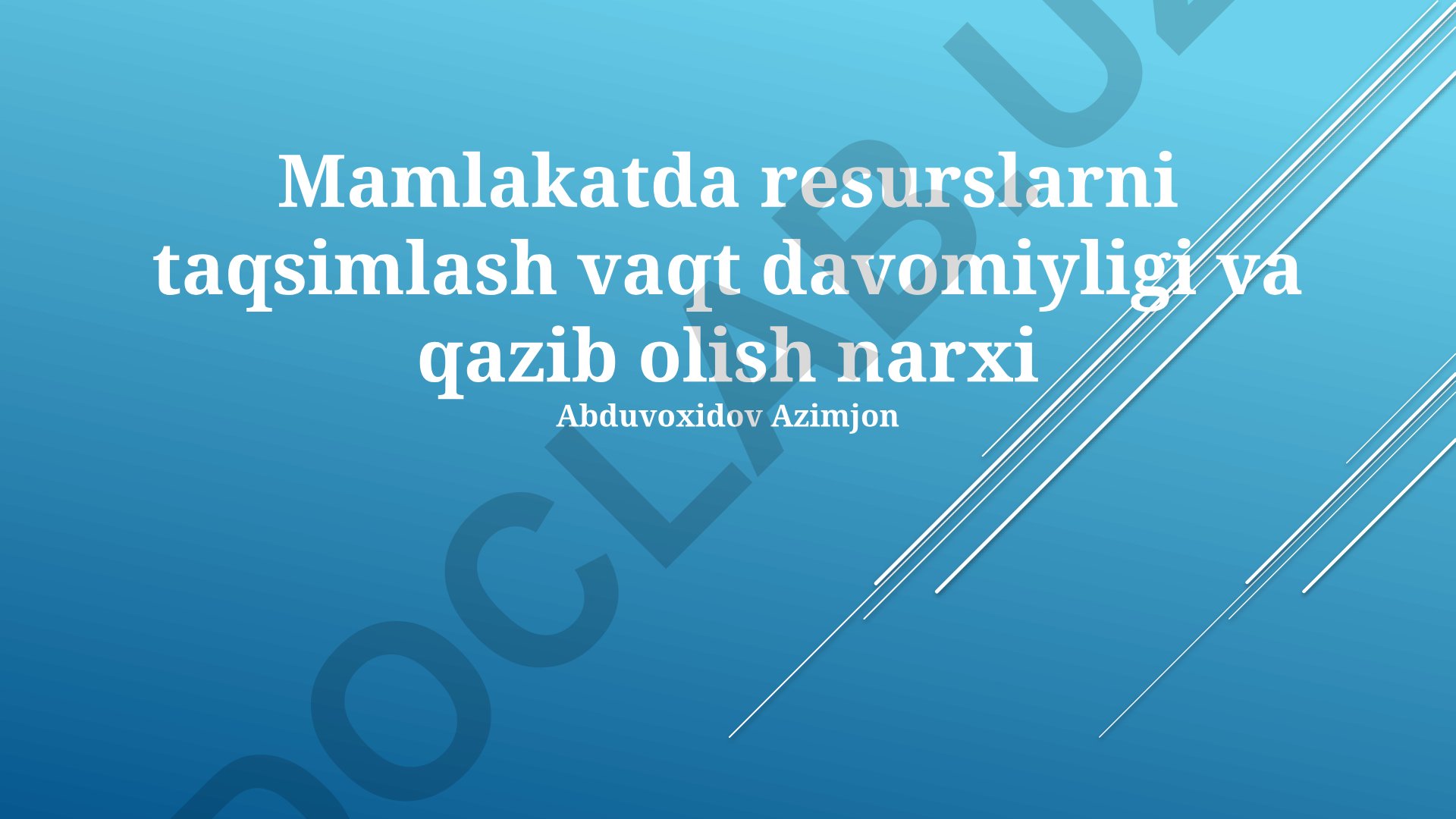 O'zbekistonda resurslarni taqsimlash va qazib olish xarajatlari