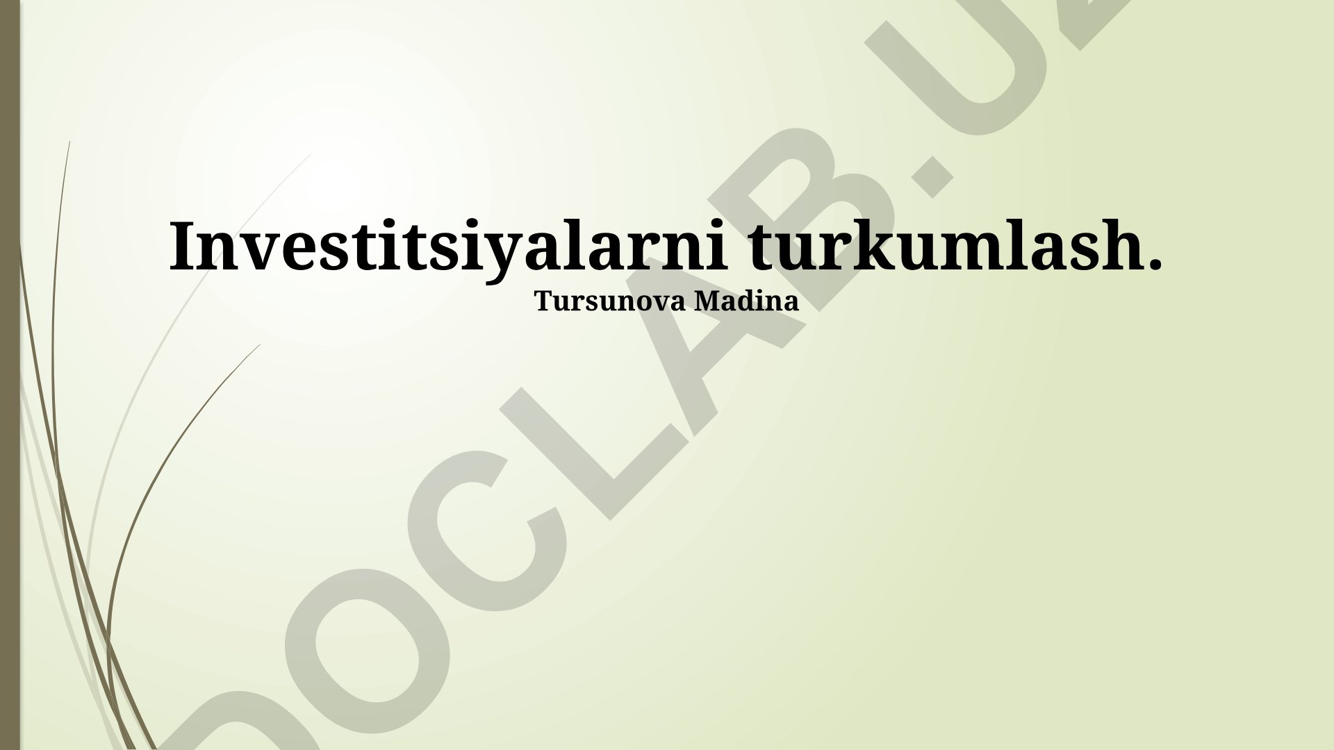 Investitsiyalarni turkumlash va investitsiya strategiyasi