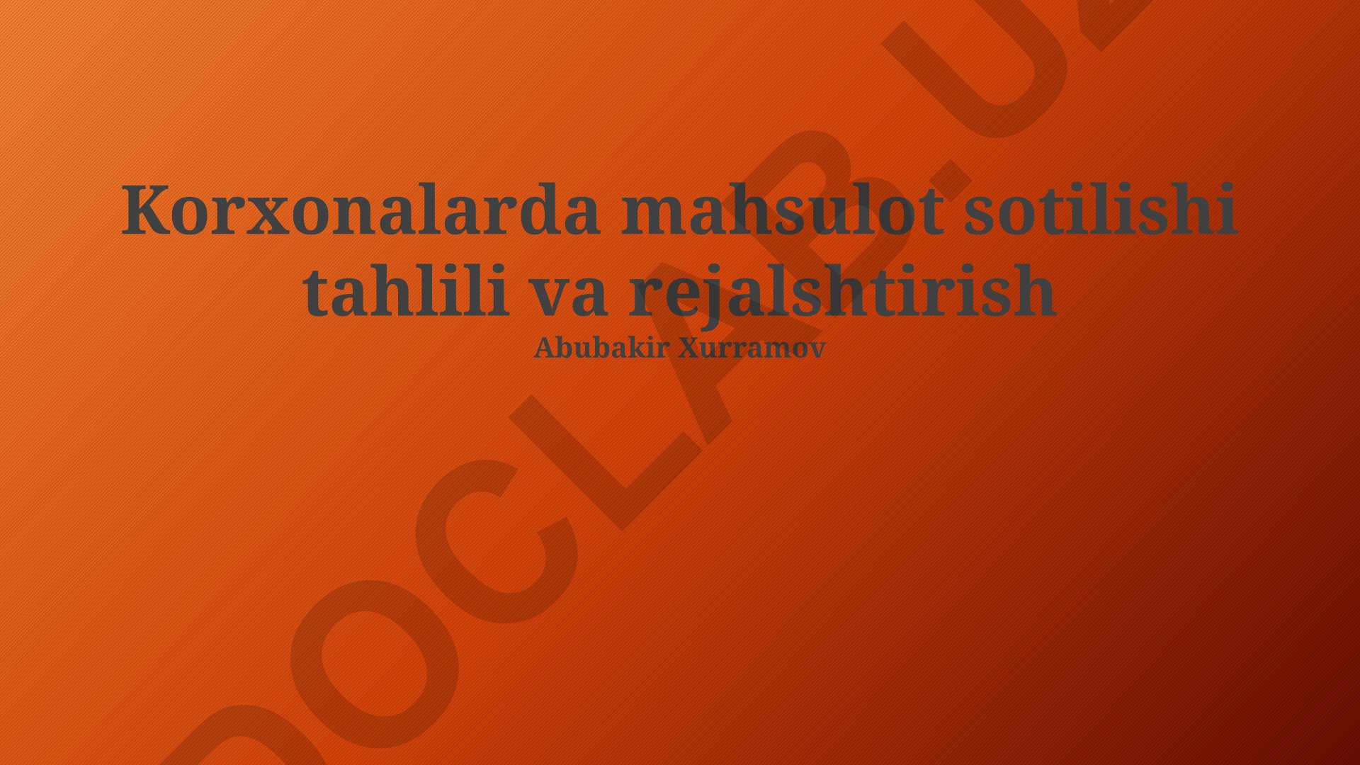 Korxonalarda mahsulot sotilishi tahlili va rejalashtirish