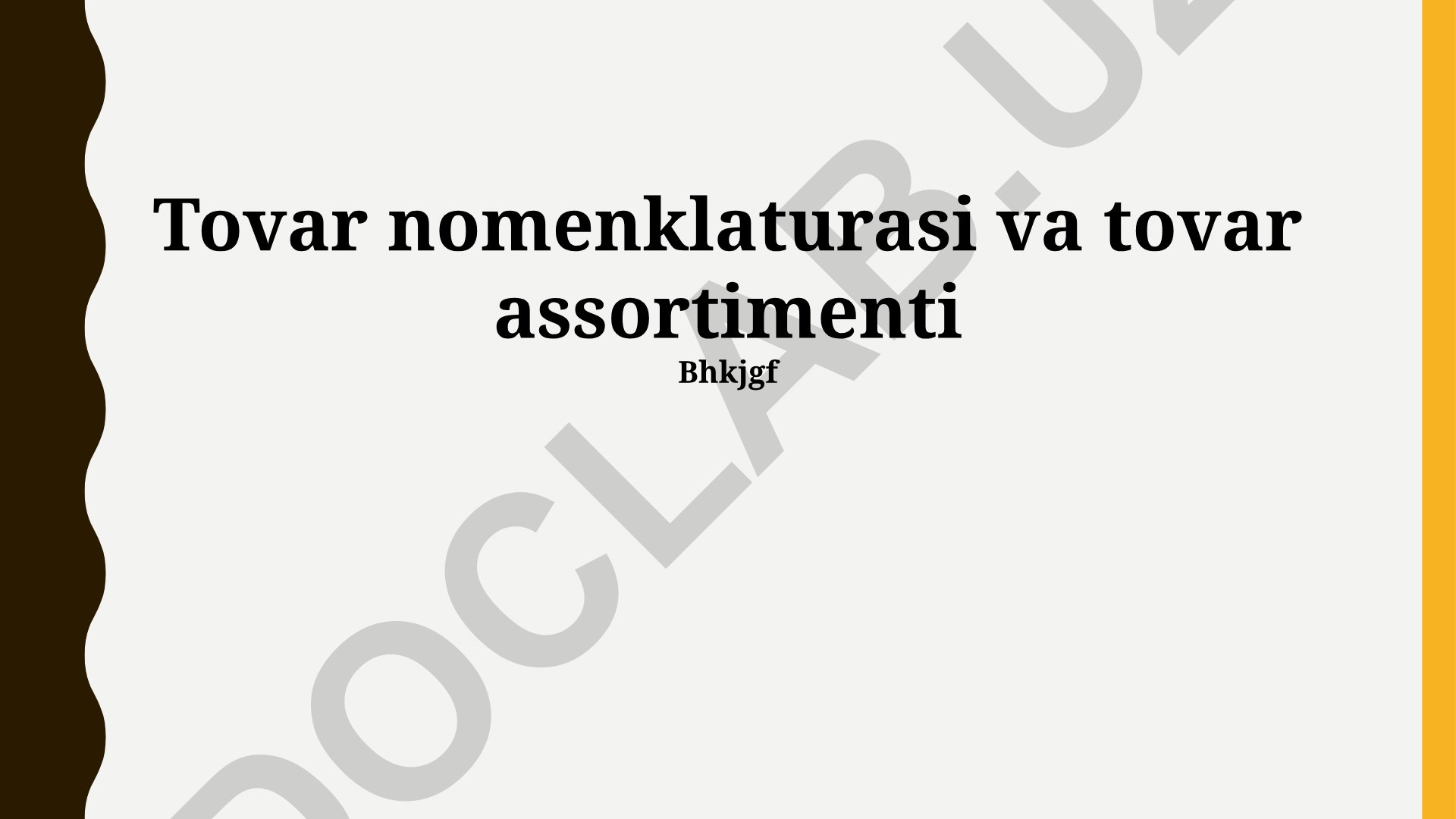Tovar nomenklaturasi va tovar assortimenti boshqarish