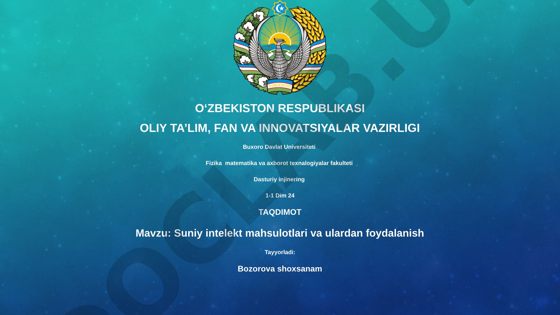 Suniy intelekt mahsulotlari va ulardan foydalanish