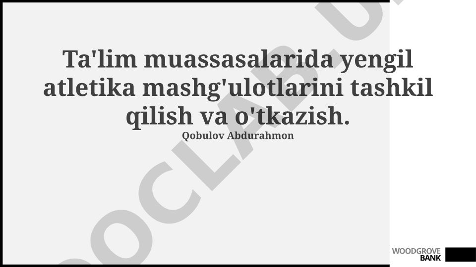 Ta'lim muassasalarida yengil atletika mashg'ulotlarini tashkil qilish va o'tkazish