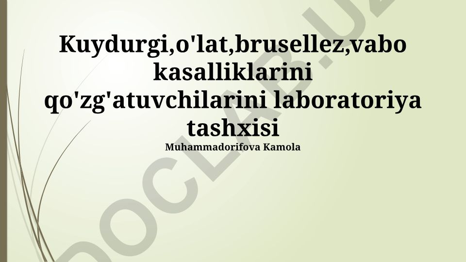 Vabo, brusellyoz va xolera kasalliklarining laboratoriya diagnostikasi