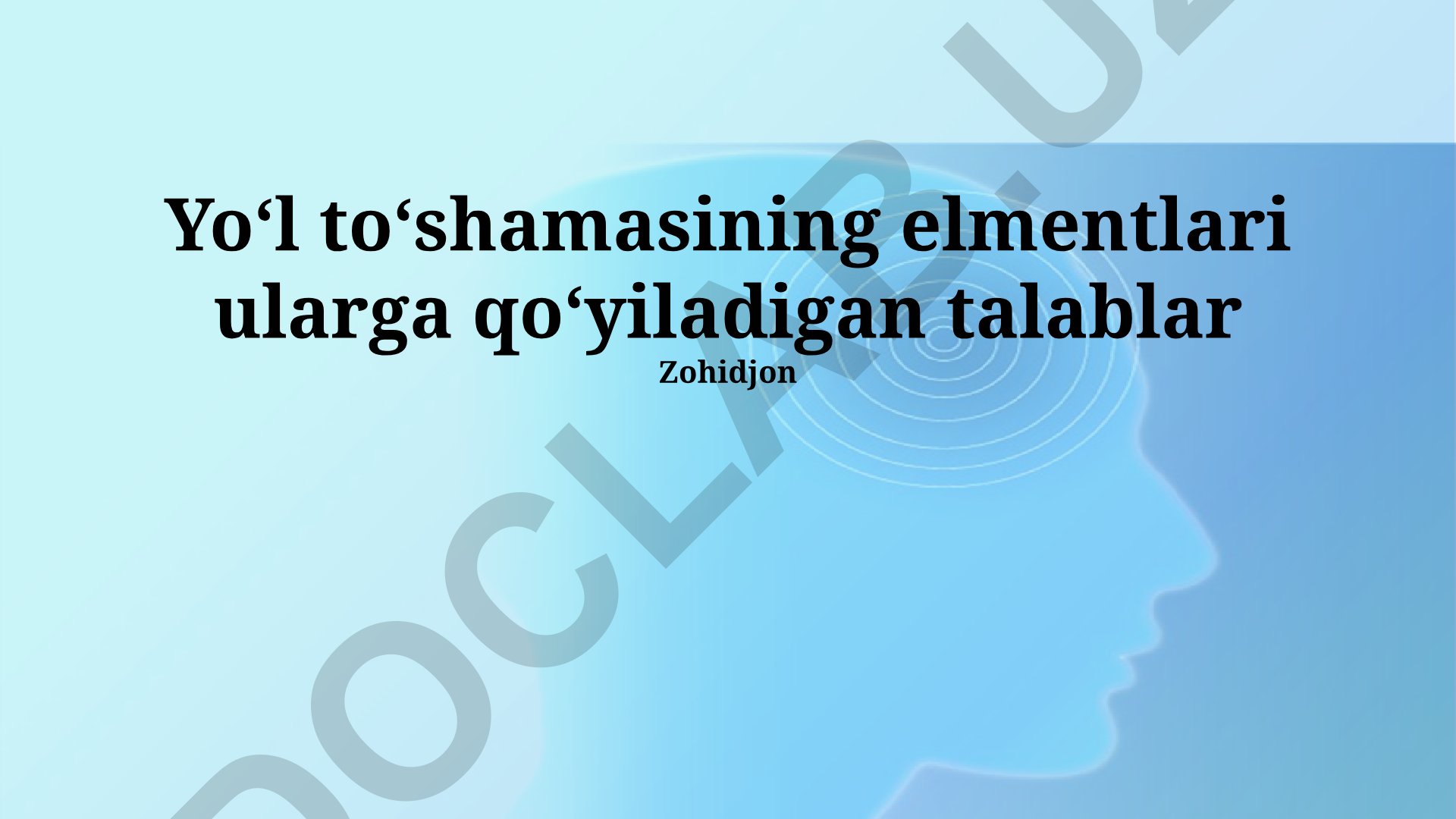 Yo'l to'shagining elementlari va ularga qo'yiladigan talablar