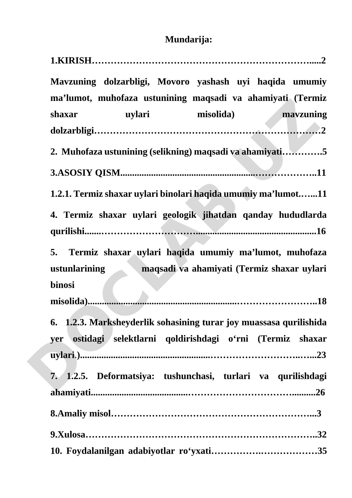 Termiz shaxar uylari misolida muhofaza ustunining maqsadi va ahamiyati