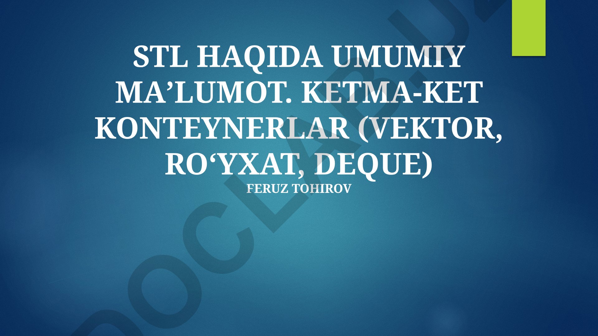 STL ketma-ket konteynerlar: Vektor, List va Deque taqqoslash