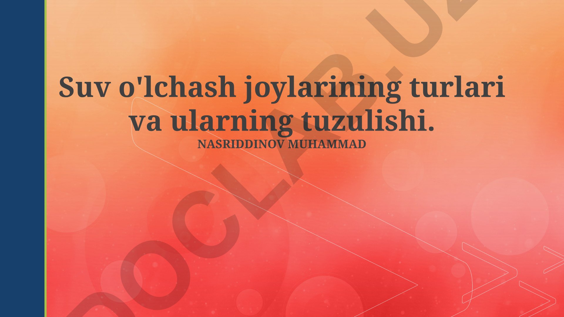 SUVlarda o'lchash joylarining turlari va tuzulishi