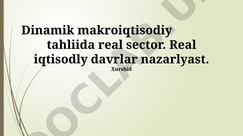 Dinamik makroiqtisodiy tahliida real sektor va iqtisodiy tsikllar nazariyasi