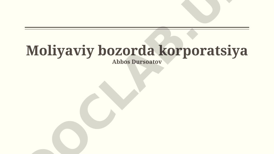 Korporativ moliyaviy strategiya va boshqaruv