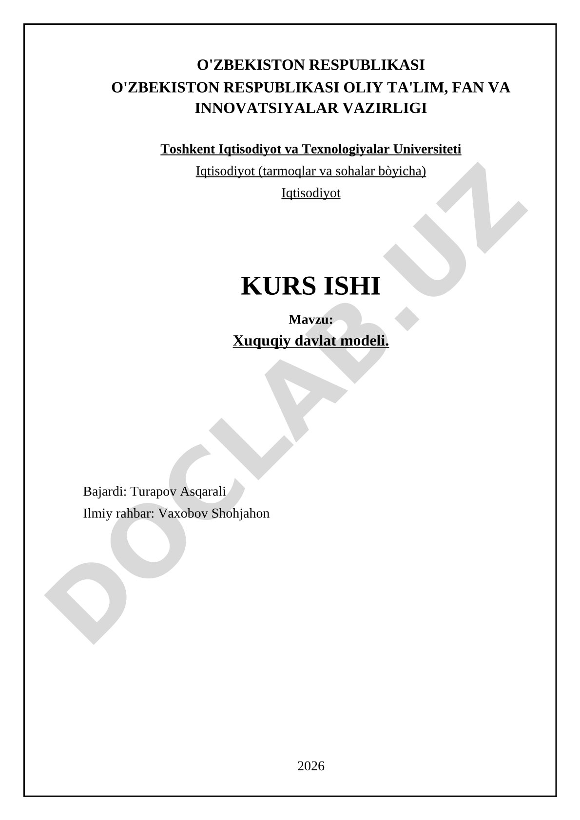 Xuquqiy davlat modeli