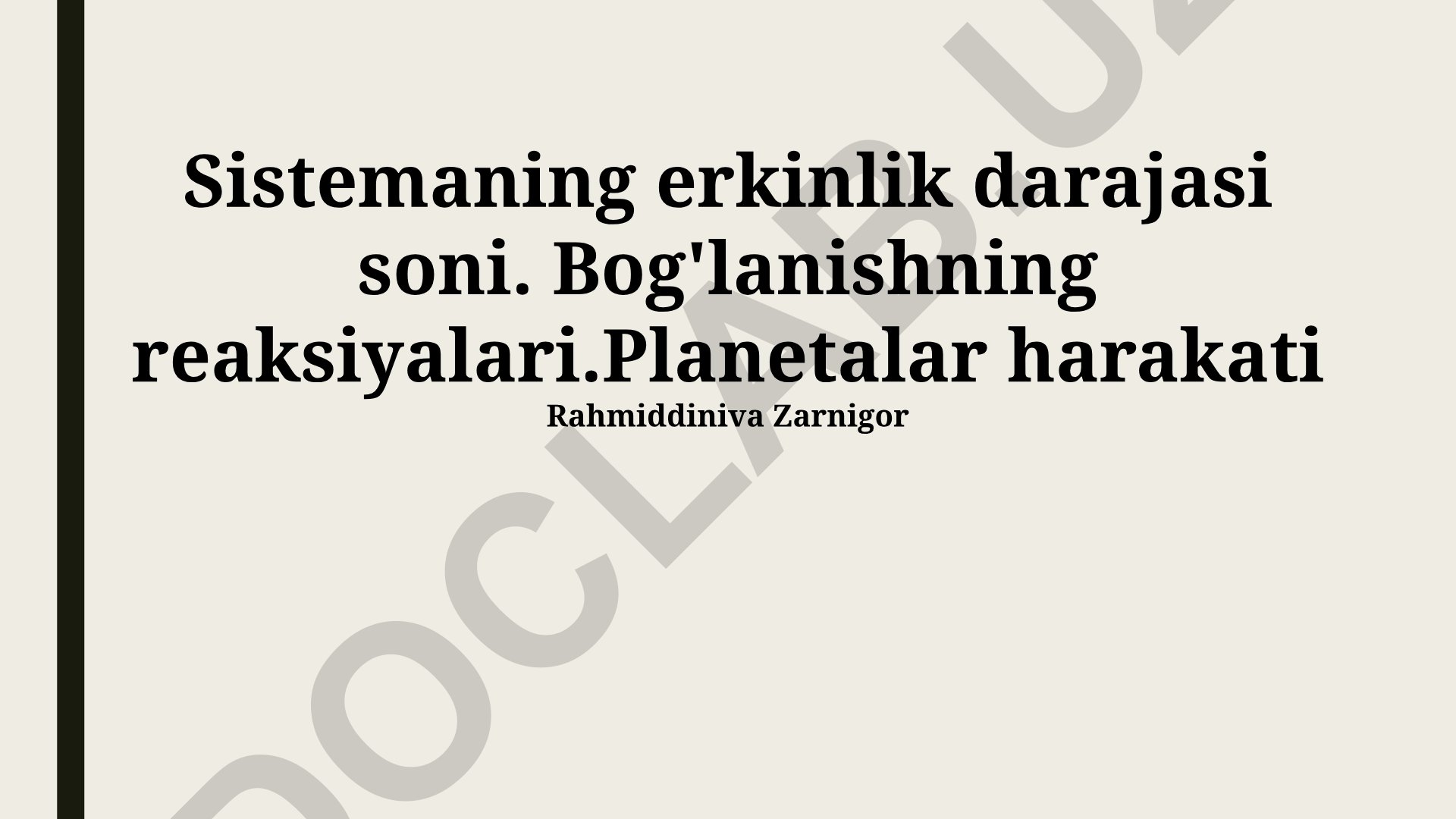 Sistemaning erkinlik darajasi soni va planetalar harakati