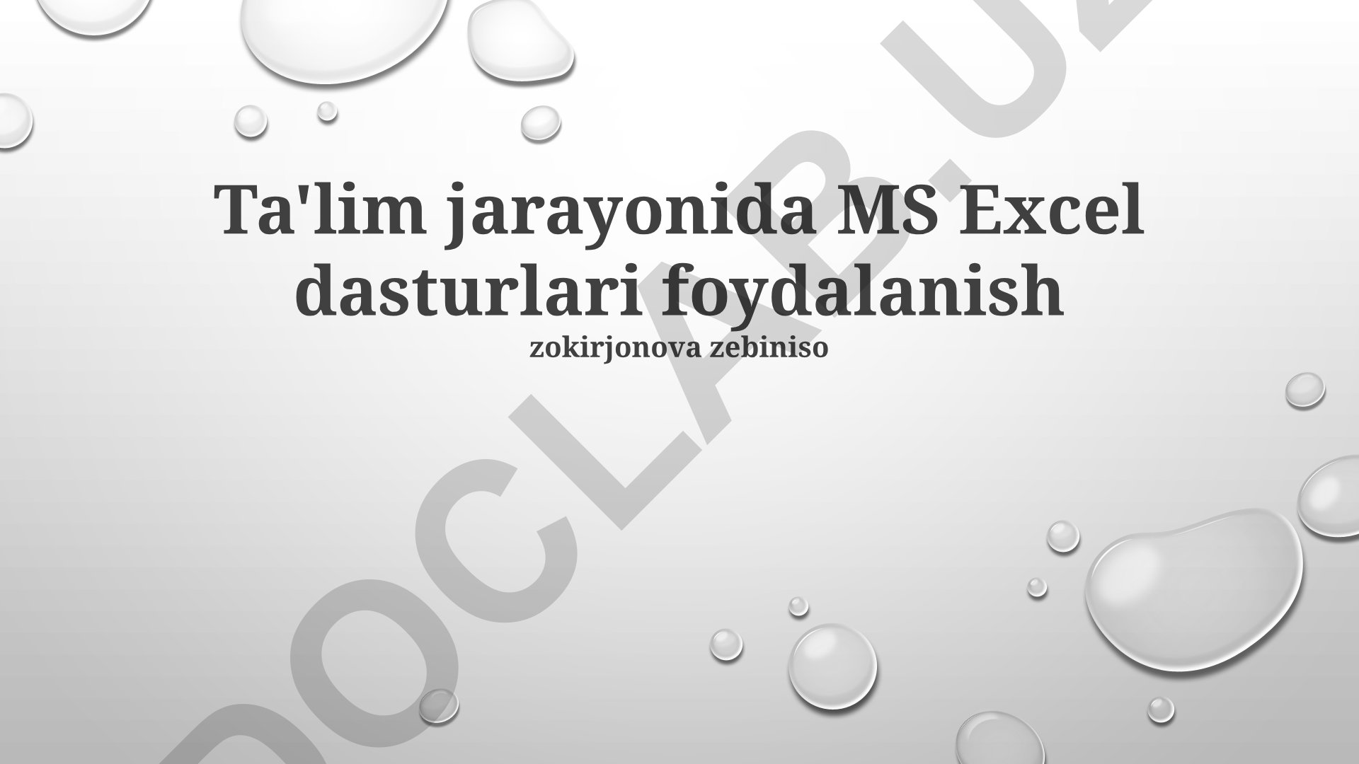 Ta'lim jarayonida MS Excel dasturlaridan foydalanish