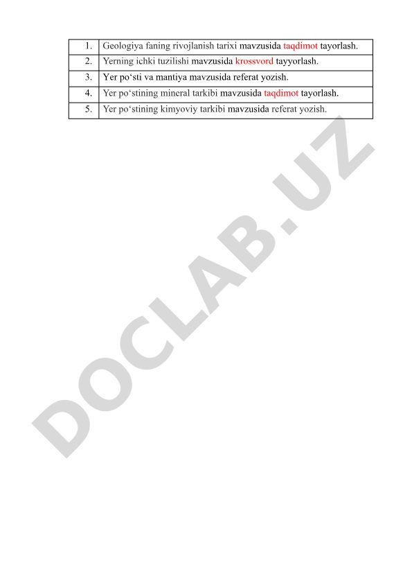 Geologiya fanining rivojlanish tarixi va Yerning tuzilishi