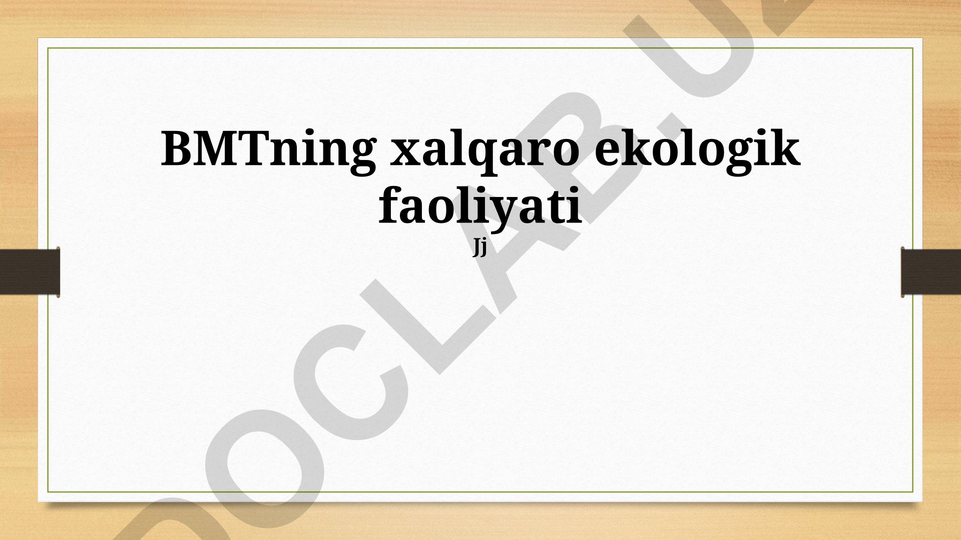 BMTning xalqaro ekologik faoliyati