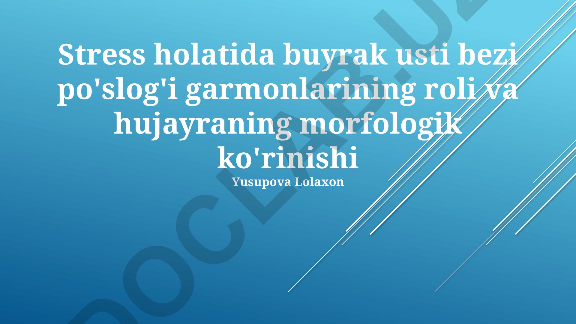 Stress holatida buyrak usti bezi gormonlarining roli va hujayra morfologiyasi