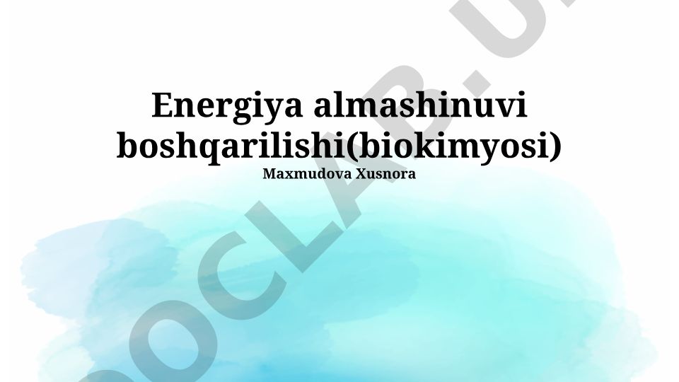 Energiya almashinuvi boshqarilishi va metabolik regulyatsiya