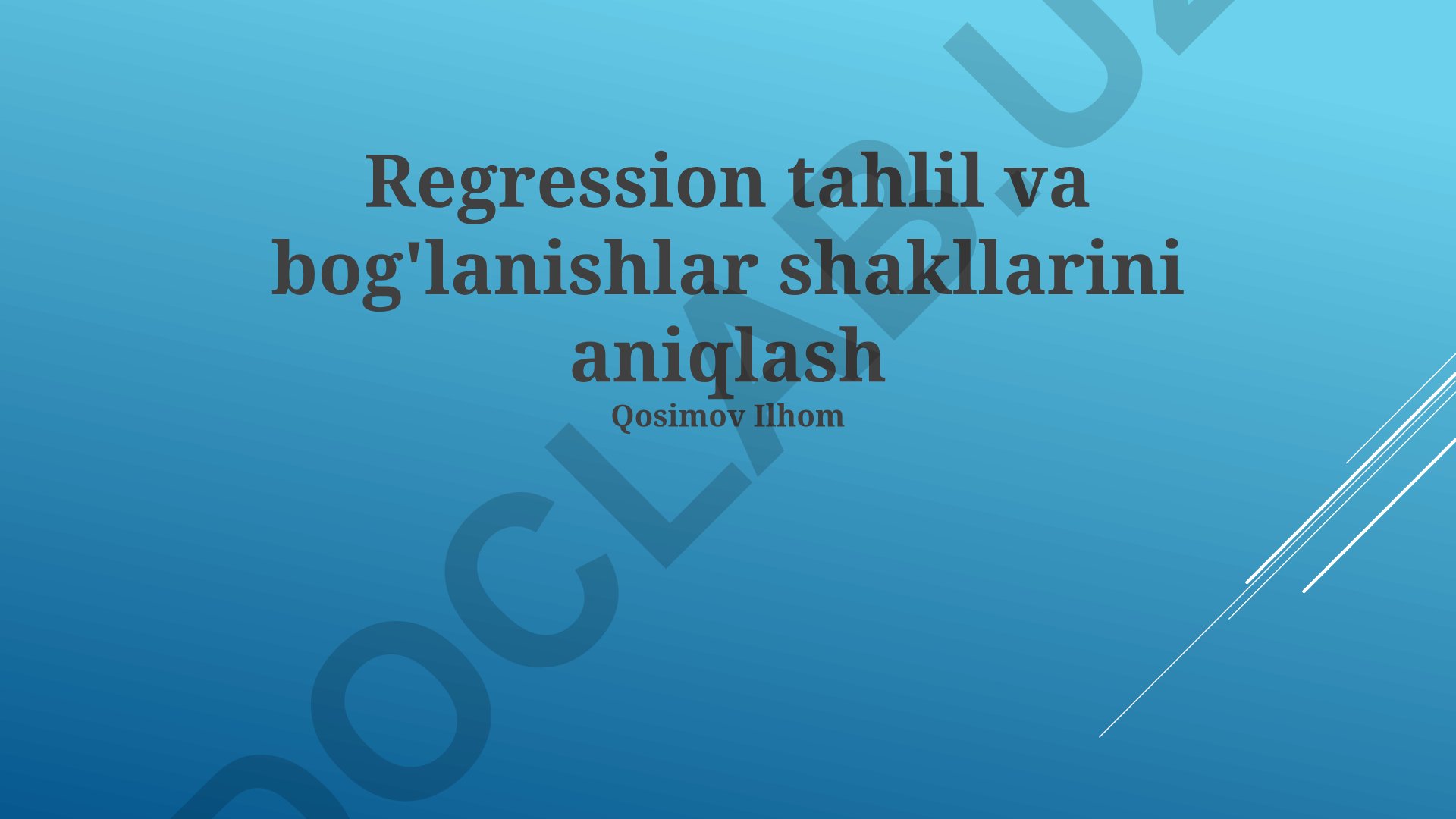 Regression tahlil va bog'lanishlar shakllarini aniqlash