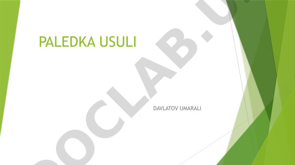 Paledka usuli va geofizik karotaj turlari
