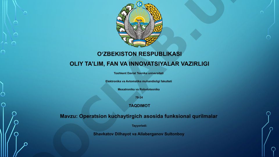 Operatsion kuchaytirgich asosida funksional qurilmalar
