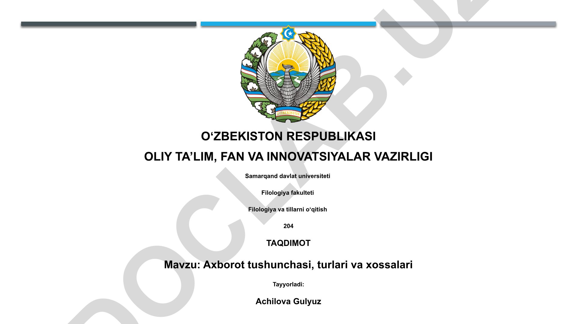 Axborot tushunchasi, turlari va xossalari
