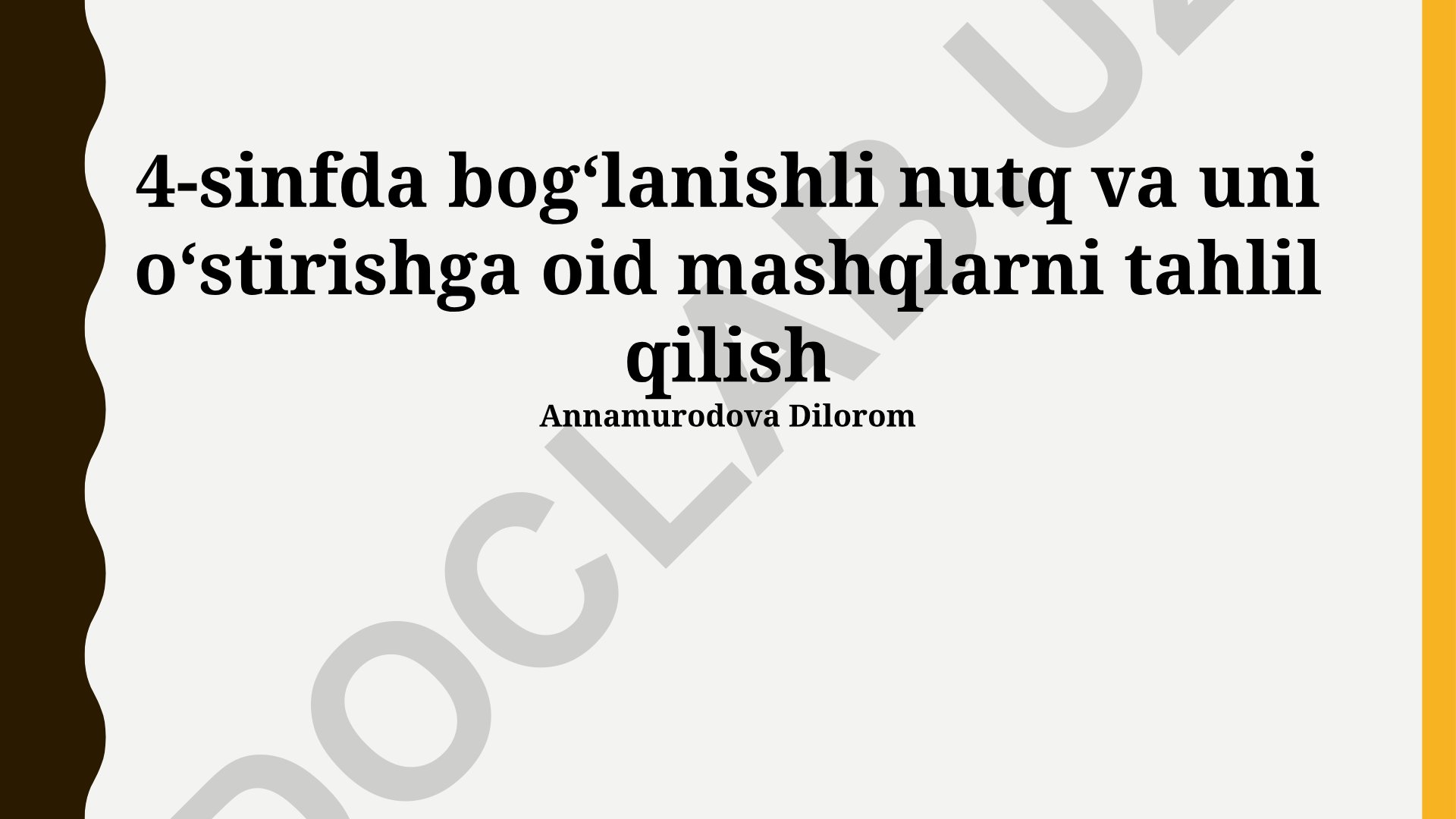 4-sinf o'quvchilarining bog'langan nutqini tahlil qilish va rivojlantirish