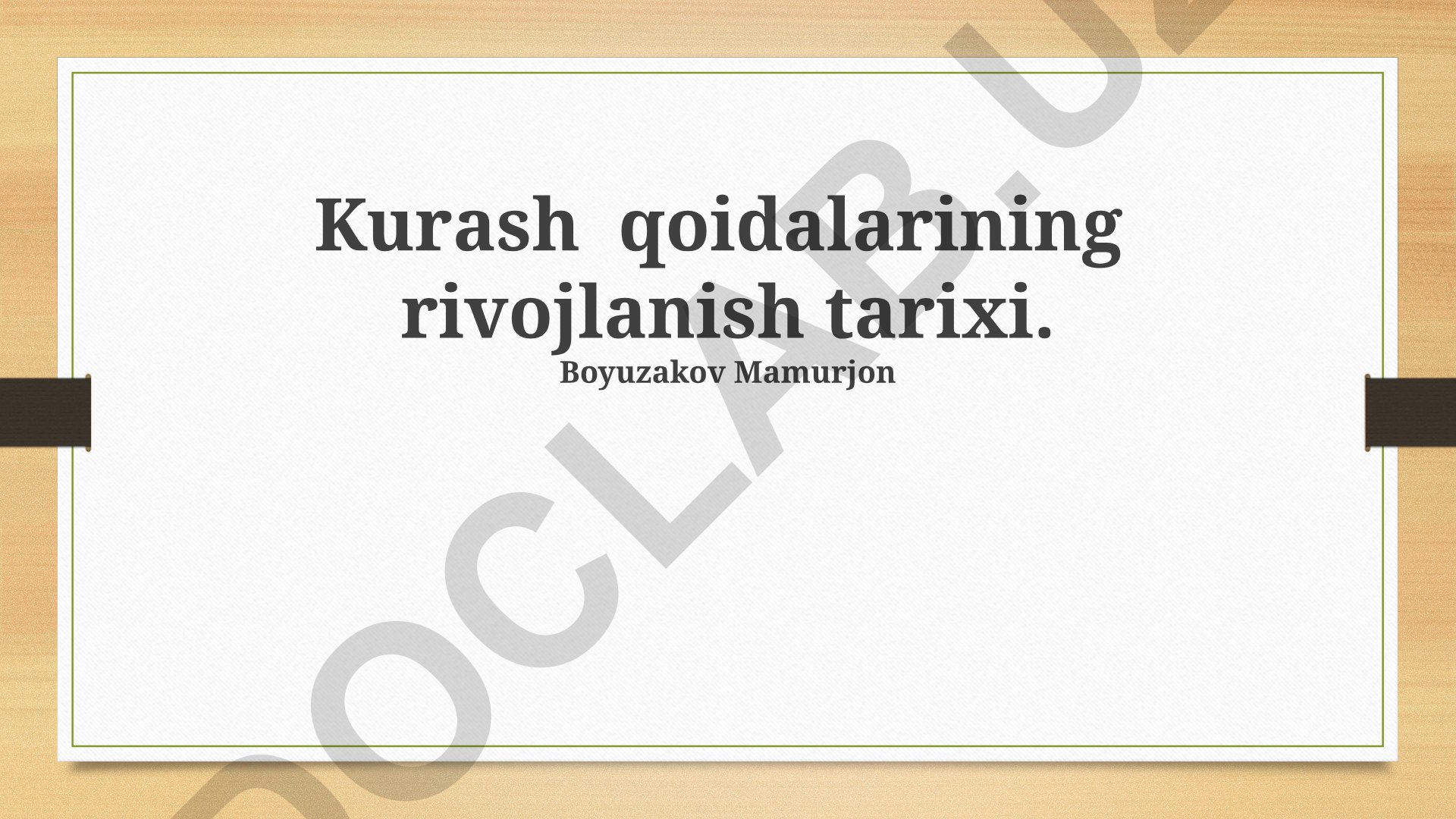 Kurash qoidalarining rivojlanish tarixi