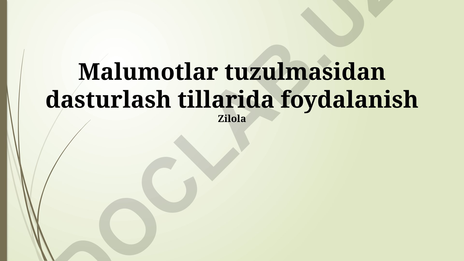 Ma'lumotlar tuzilmalari va dasturlash tillarida foydalanish