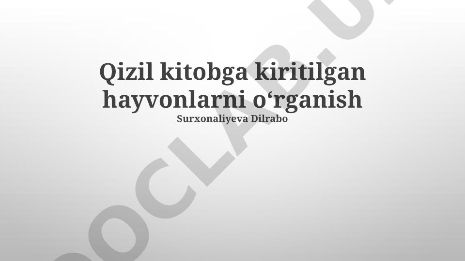 Qizil Kitobga kiritilgan hayvonlarni o‘rganish