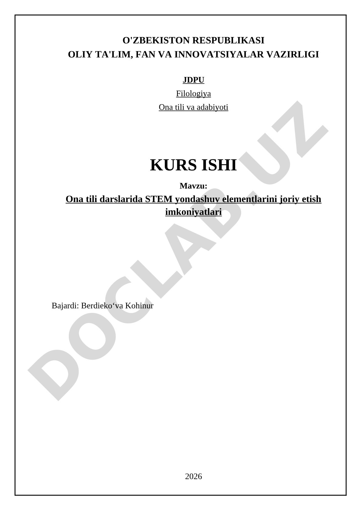 Ona tili darslarida STEM yondashuv elementlarini joriy etish imkoniyatlari