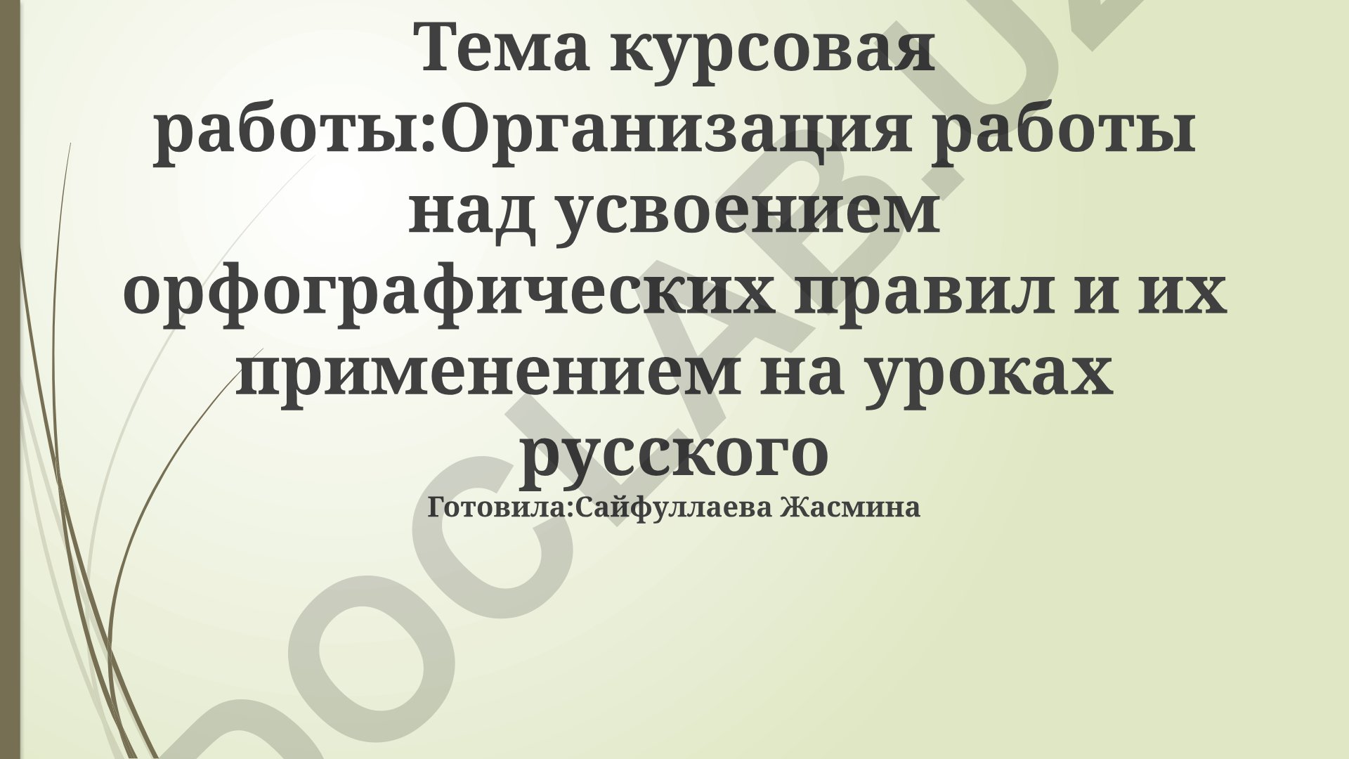 Организация работы над усвоением орфографических правил и их применением на уроках русского языка