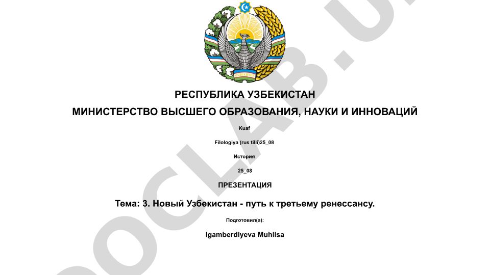 Новый Узбекистан - путь к третьему ренессансу