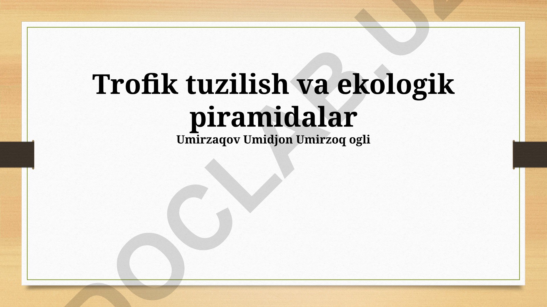 Trofik tuzilish va ekologik piramidalar