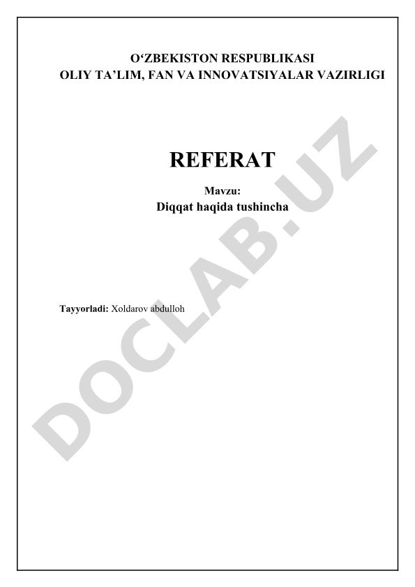 Diqqat haqida tushincha