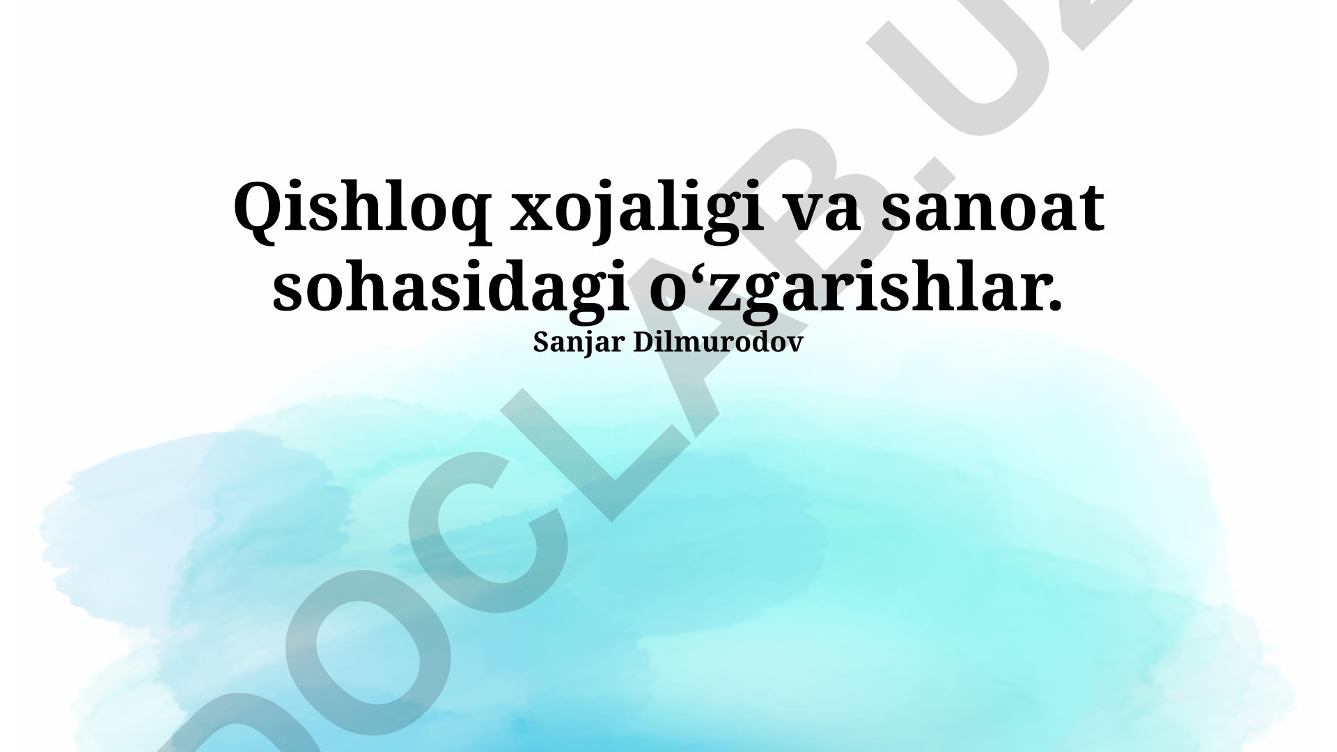 Qishloq xo'jaligi va sanoat sohasidagi o'zgarishlar