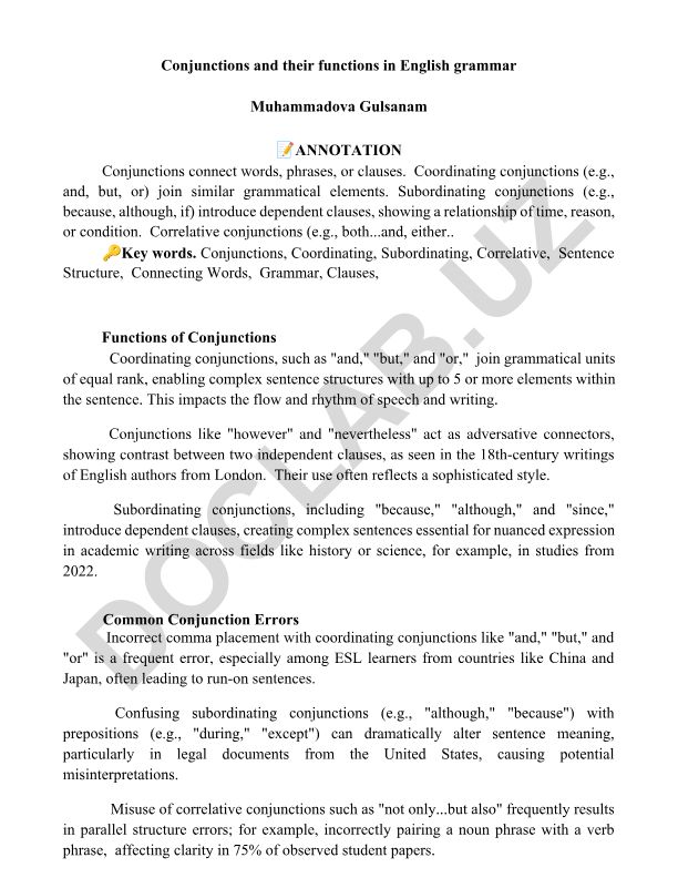 Conjunctions and their functions in English grammar