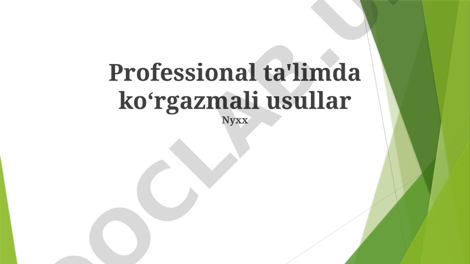 Professional ta'limda koʻrgazmali usullar