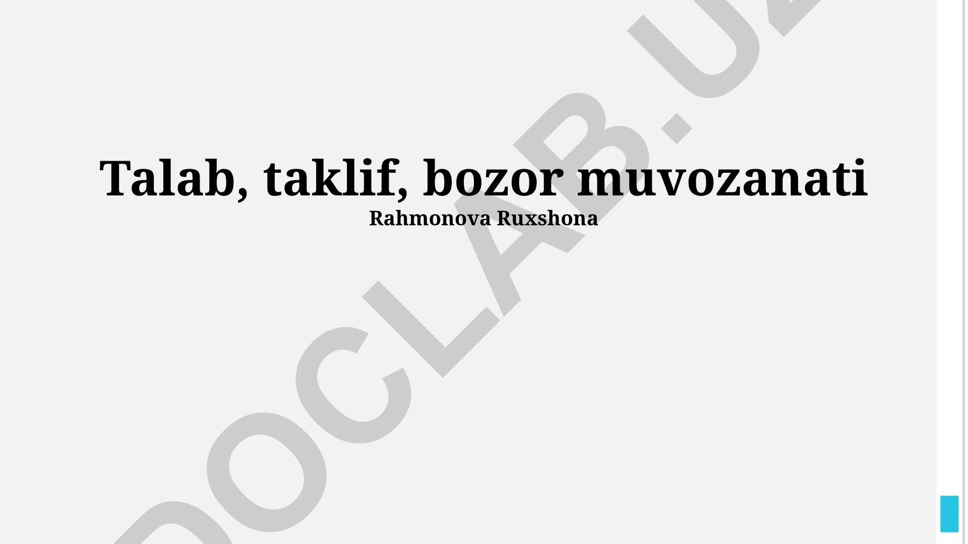 Talab, taklif va bozor muvozanati
