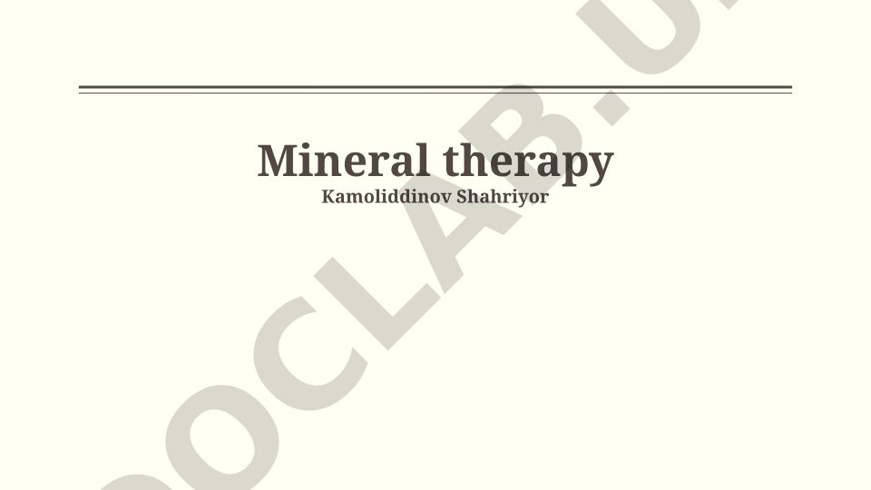 Mineral Therapy: Mechanisms, Applications and Future Directions