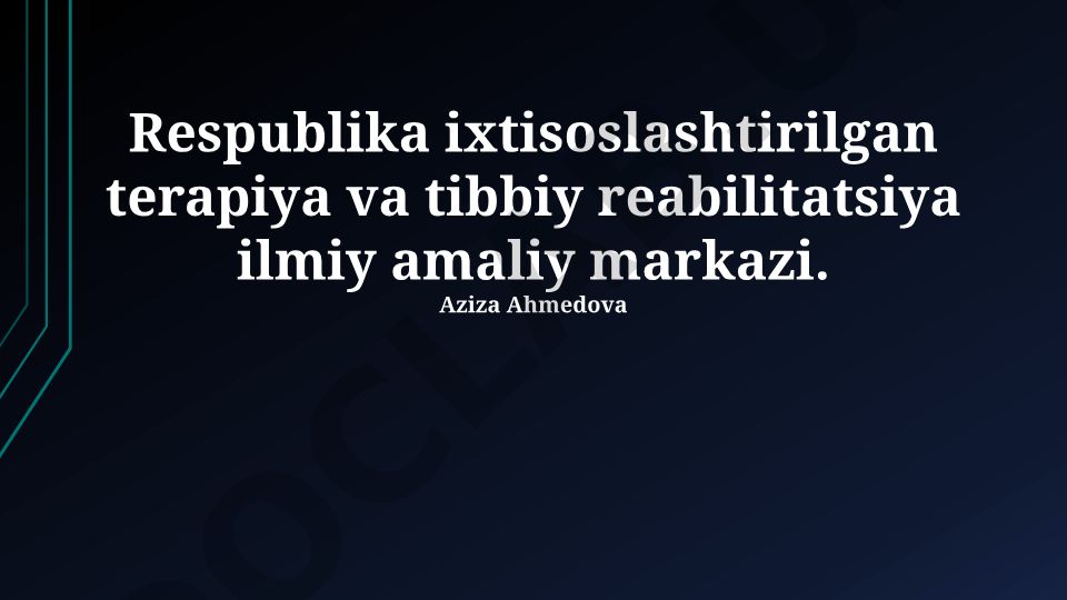 Respublika ixtisoslashtirilgan terapiya va tibbiy reabilitatsiya ilmiy-amaliy markazi faoliyati