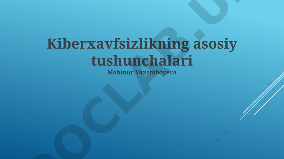 Kiberxavfsizlikning asosiy tushunchalari