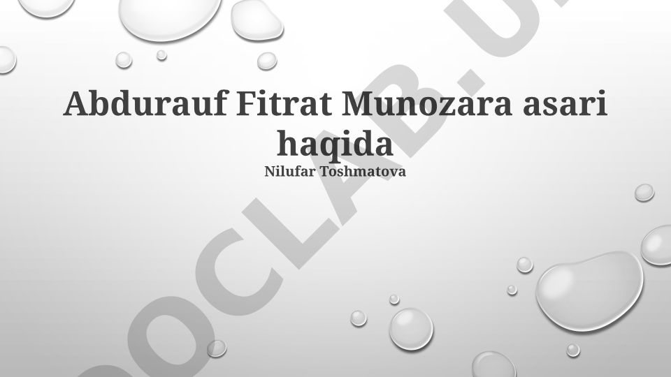 Abdurauf Fitratning Munozara asarlari haqida tahlil