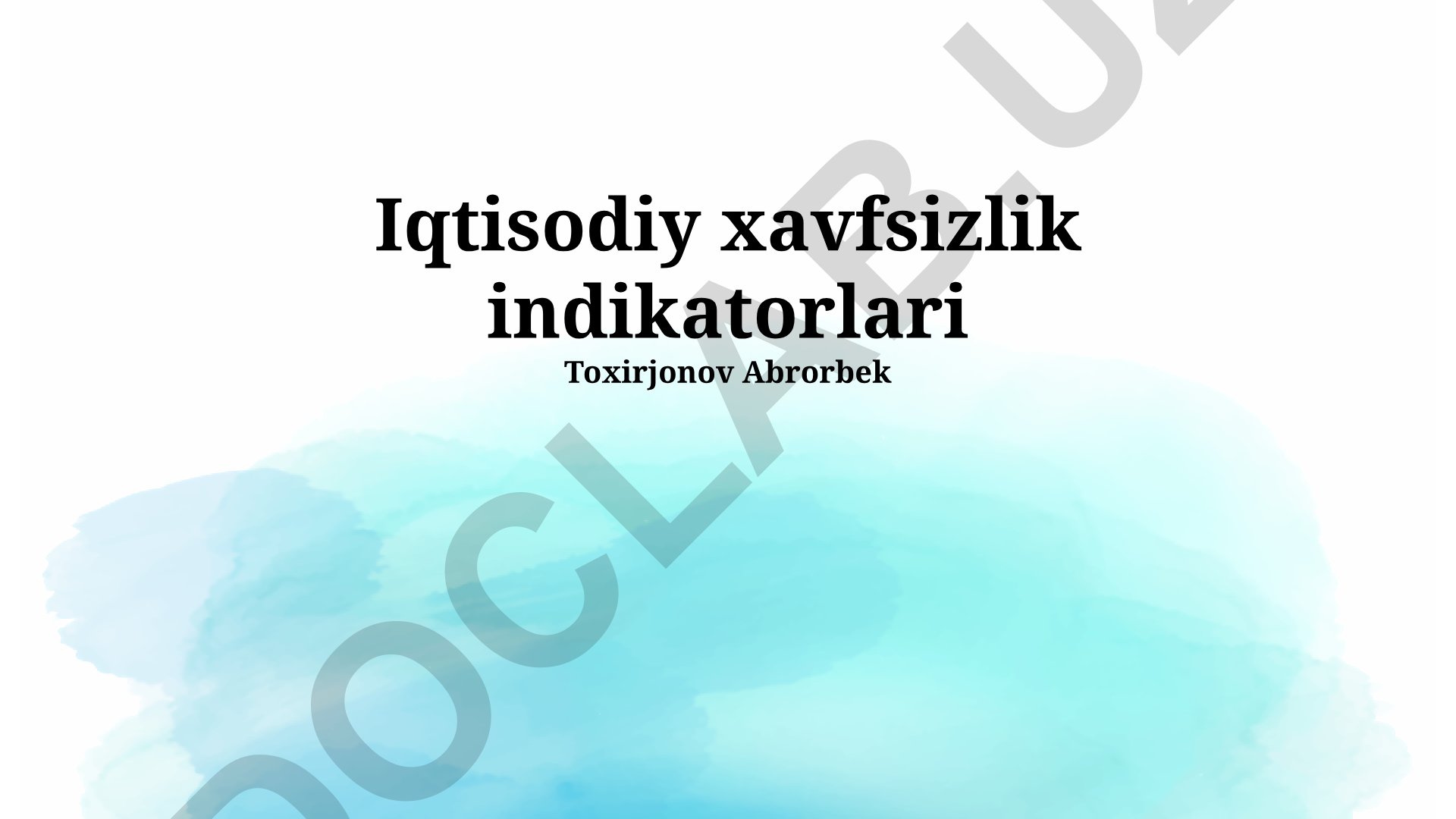 Iqtisodiy xavfsizlik indikatorlari va ularning tahlili