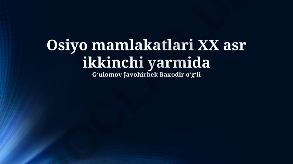 Markaziy Osiyo mamlakatlarining mustaqillik davri