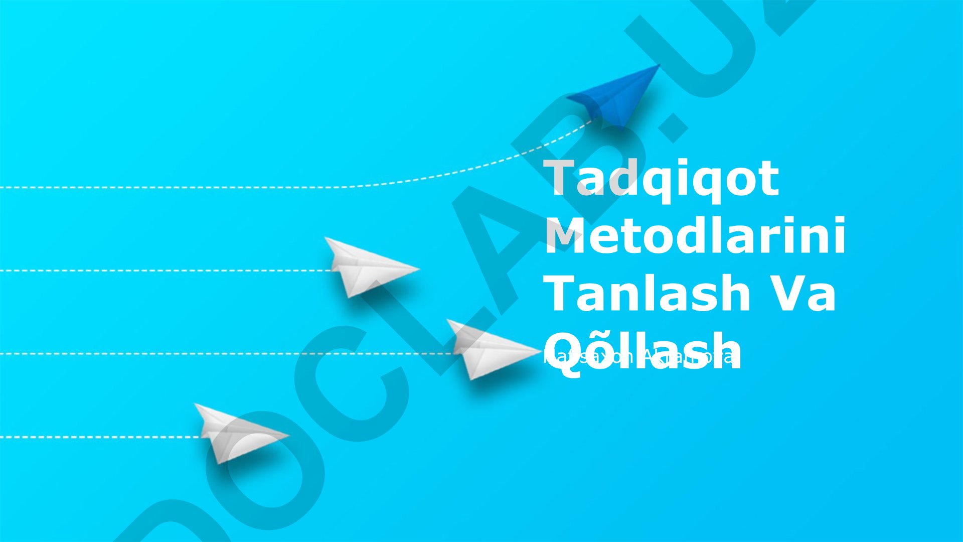Tadqiqot metodlarini tanlash va qo'llash