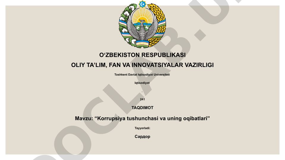 Korrupsiya tushunchasi va uning oqibatlari