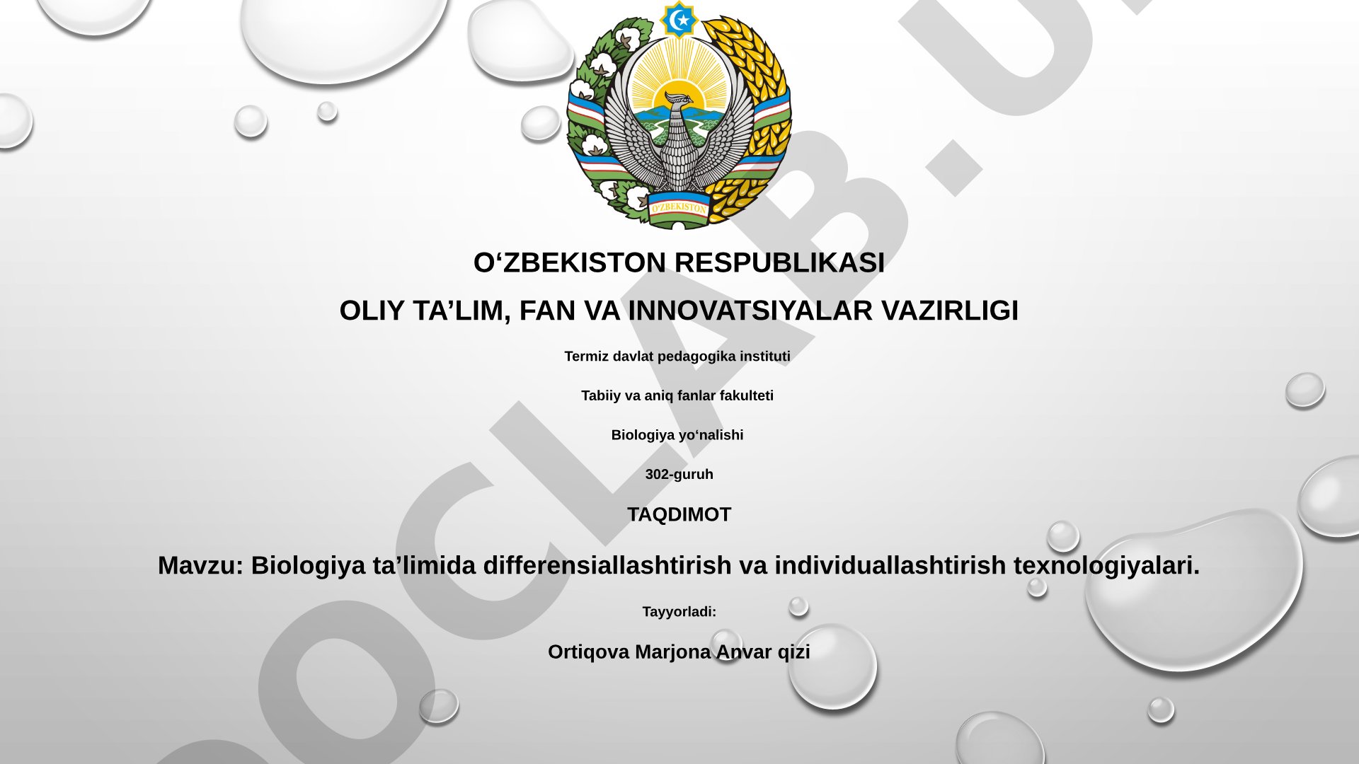 Biologiya taʼlimida differensiallashtirish va individuallashtirish texnologiyalari